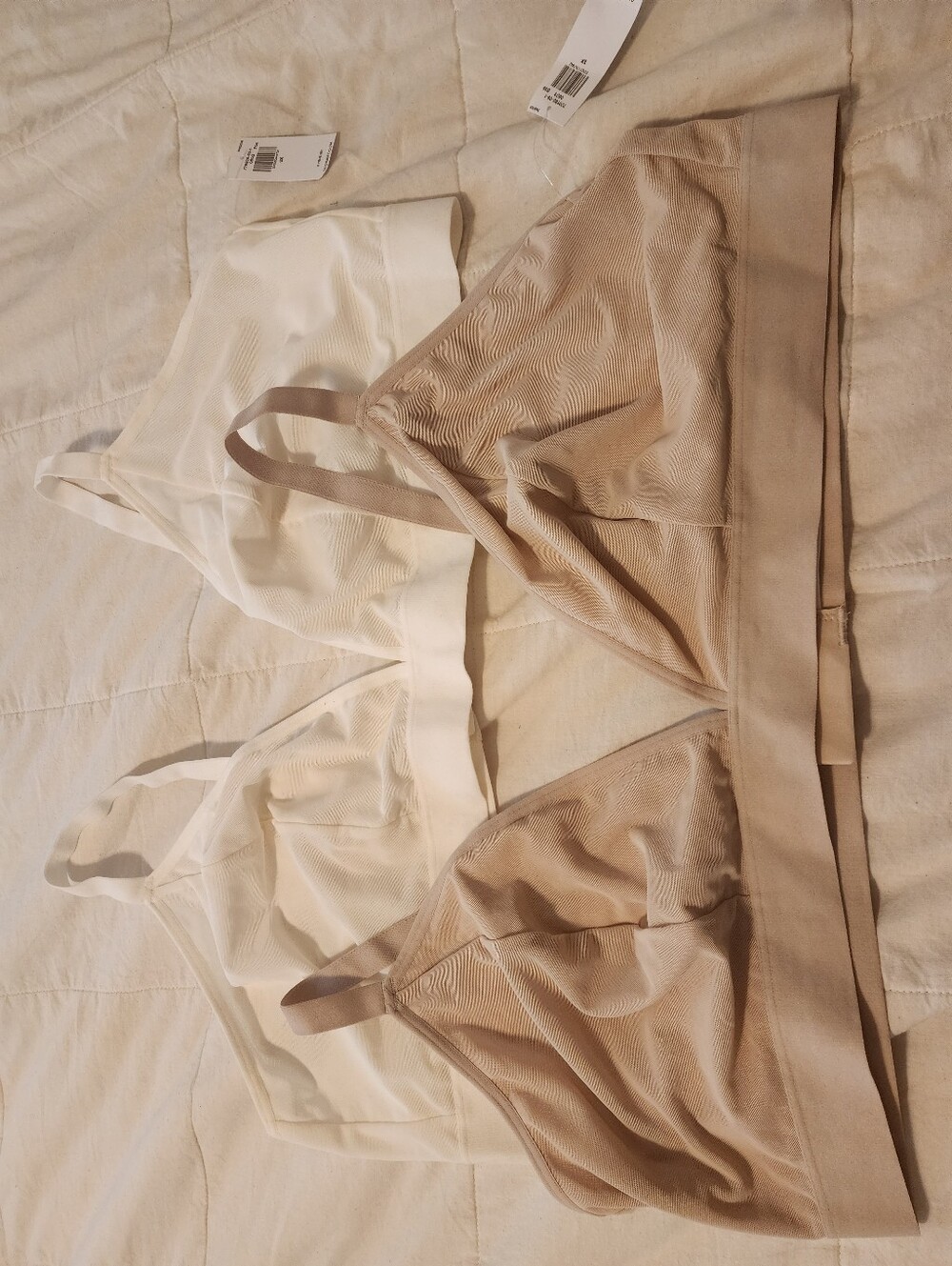 Set Of 2 NwT Old Navy Bralettes Unlined No Underwire Nude and Cream 3X